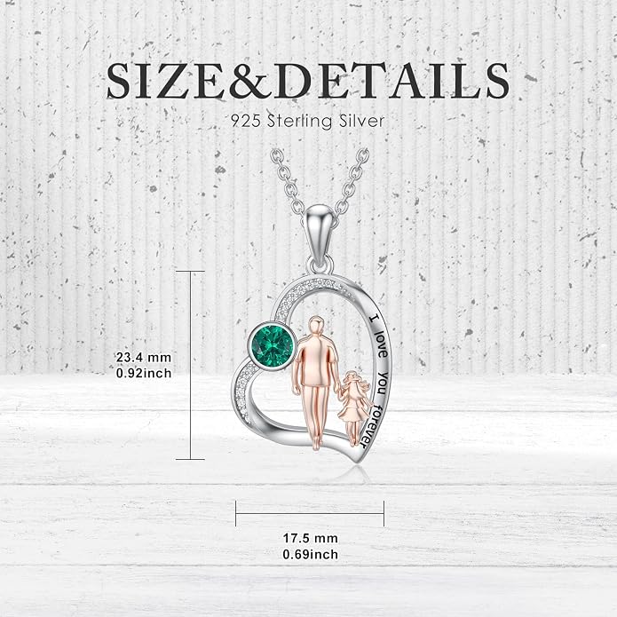 PROESS S925 Sterling Silver Daughter Heart Pendant Necklace from Dad Mom I Love You Forever Jewelry