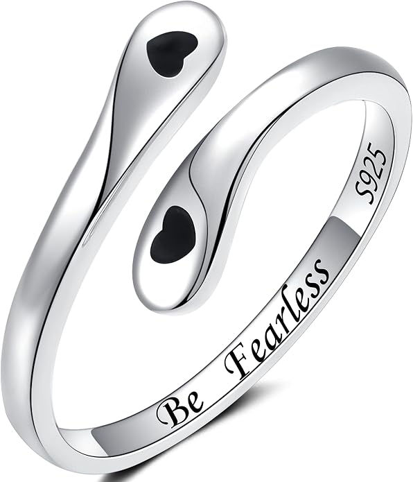 ZOEXUE 925 Sterling Silver Inspirational Jewelry Rings Adjustable Ring Personality Encouragement Gift for Teens Women