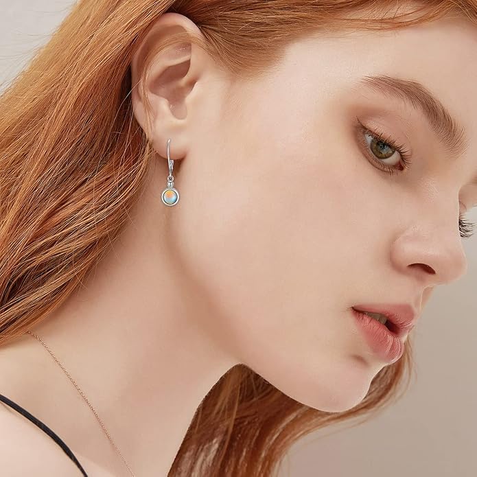 Dorunmo Moonstone Dangle Drop Earrings s925 Sterling Silver Leverback Earrings Filigree Moonstone Jewelry Birthday Gifts for Women