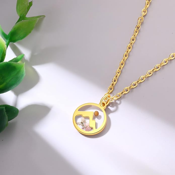 AUNTESIGN Forget-Me-Not and Queen Anne's Lace Pressed Wildflower Necklace | Birth Month Flowers Necklace | Gold/Silver Pressed Flower Jewelry | Mother's Day | Gift For Her