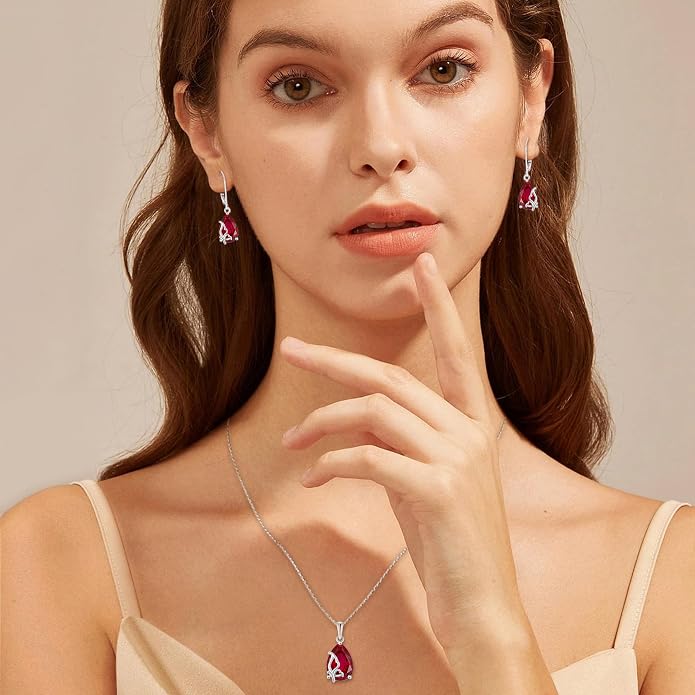 Teardrop Necklace 925 Sterling Silver Butterfly Pendant Necklace Birthstone Jewelry for Women