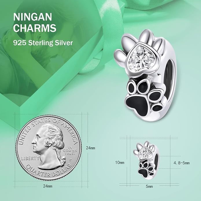 NINGAN 925 Sterling Silver Charm Golden Love Charm Buckle Safety Chain Travel Bead Firefly Dragonfly Pendant, Suitable for Women Bracelet and Necklace as Gift from Mom and Friends