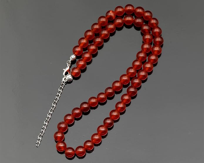 Natural Gemstone Beaded Choker Necklace | 8mm Handmade Adjustable Jewelry for Men & Women | Chakra Balancing Crystal Necklace | Spiritual Gift | Macrame Cord with Extender