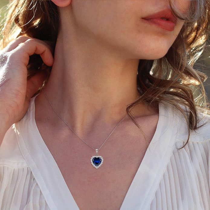 STARCHENIE 925 Sterling Silver Heart Birthstone Pendant Necklace for Women | Genuine 925 silver pendant, heart birthstone, love heart design, 925 silver 18+2" adjustable chain