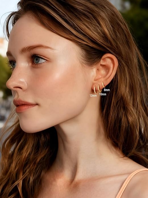 FaithHeart 925 Sterling Silver Huggie Hoop Earrings, Silver Small Hoop Earring for Women, 14K Gold/Black/Rose Gold Hypoallergenic Cartilage Earrings for Women 6/8/10/12/14/16/18/20mm