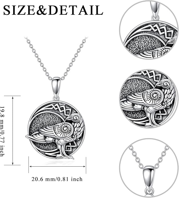 Valknut Viking Necklace 925 Sterling Silver Odin Knot Pendant Necklace Celtic Nordic Pagan Jewelry Gifts for Men Women 18+2"