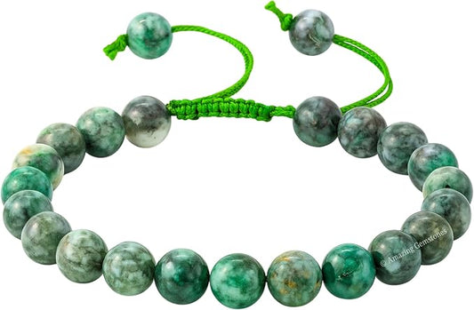 Amazing Gemstone Emerald Bracelet for Women Men's Gifts - Protection Healing Crystal Bracelet - 8mm Gemstone Beaded Adjustable Bracelet Pulseras Para Hombres Mujer Stocking Stuffers