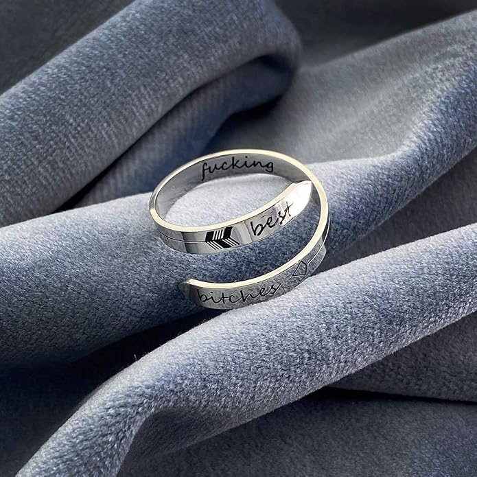 Vrycot Adjustable silvery Inspirational Stainless Steel Adjustable Bands Cool Stacking Opening Gift for Women Statement