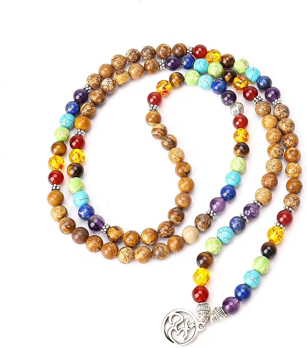 108 Mala Beads Necklace 7 Chakra Tree of Life Pendant Prayer Buddha Bracelets Healing Stone Yoga Men Women Jewelry