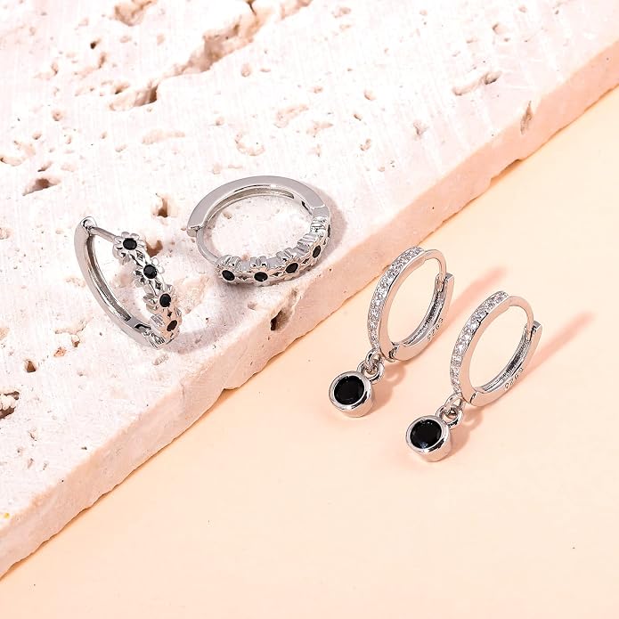 CiNily Small Hoop Earrings for Women Girls Flower Cubic Zirconia Huggie Earrings Hypoallergenic 14K Yellow Gold Plated Cartilage Earrings