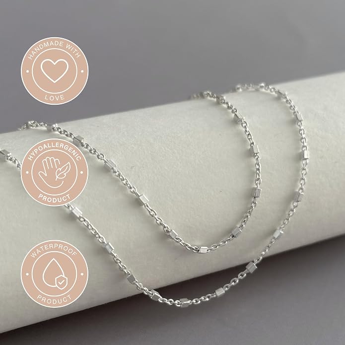 Annika Bella Chain Choker Necklace for Women, 925 Sterling Silver Chokers, Length 13-16 Inches, Short Necklaces for Teens, Waterproof Jewelry Gift for Her
