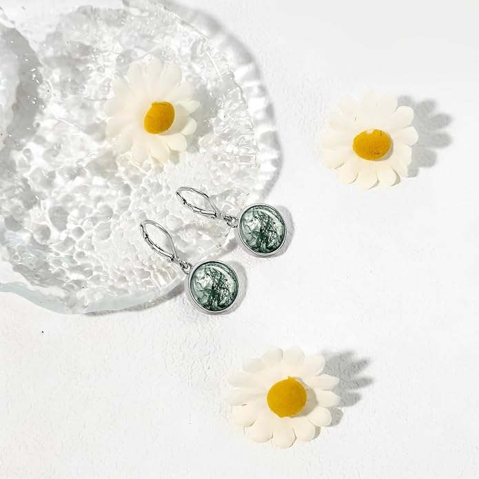 Larimar/Star/Dragonfly/Sunflower/Moonstone/Black Onyx Earrings for Women Leverback Dangle Earrings Hypoallergenic Jewelry for Women