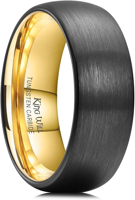 King Will Wedding Band for Men Women, 2/4/6/7/8mm Domed Matte Brushed Tungsten Carbide Rings, Solid/Dual Color Engagement Rings, Comfort Fit
