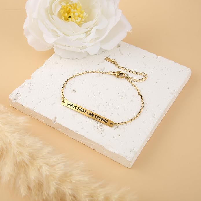 Dont Let The Hard Days Win Bracelet - Gold Hard Day Motivational Bangle Stainless Steel Engraved Words, Inspirational Chain Jewelry Gifts for Women Friend