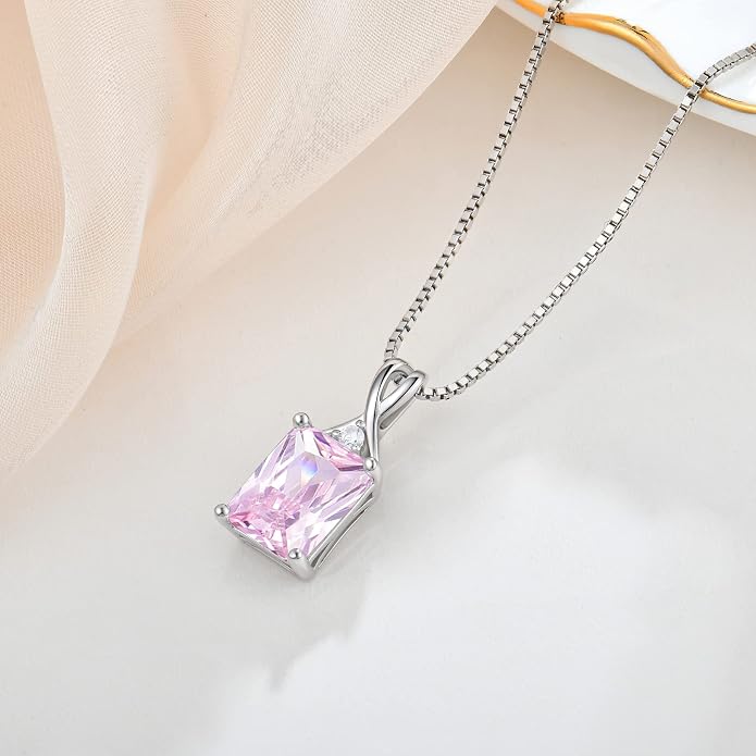 Fahonie 925 Sterling Silver Birthstone Necklace Jewelry Gift for Women Sister Wife Girlfriend Her