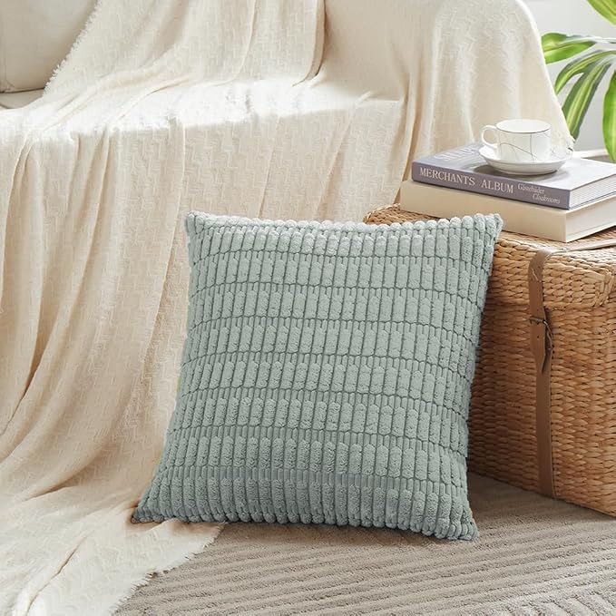 Fancy Homi 4 Packs Decorative Throw Pillow Covers for Living Room Couch Bed, Modern Farmhouse Boho Home Décor Accent Cushion Case, 16" x 16", Grey Blue