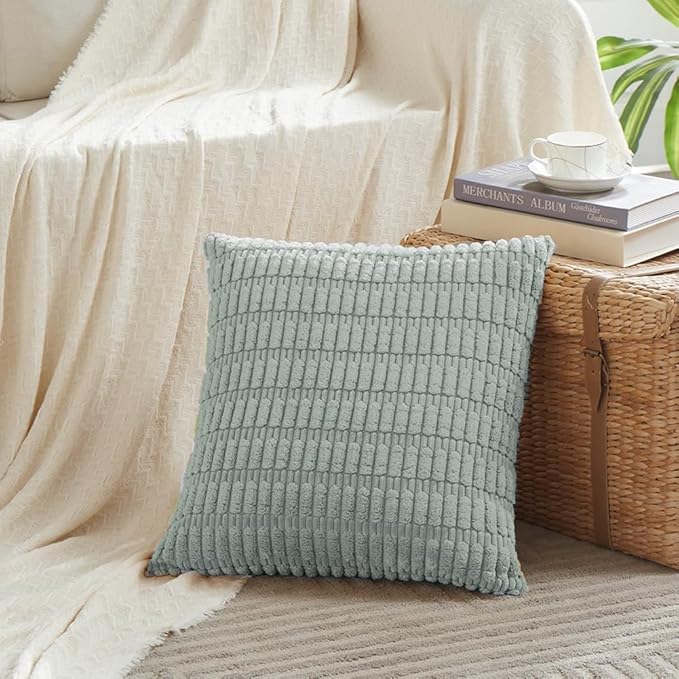 Fancy Homi 4 Packs Decorative Throw Pillow Covers for Living Room Couch Bed, Modern Farmhouse Boho Home Décor Accent Cushion Case, 24" x 24", Grey Blue