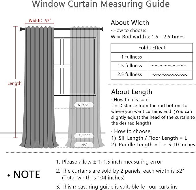 MYSKY HOME 100% Blackout Plaid Linen Curtains 95 Inches Long Double Layer Farmhouse Thermal Insulated Checkered Print Drapes with Rod Pocket Back Tab for Living Room Dining Room, 2 Pcs, 52"Wide, Black