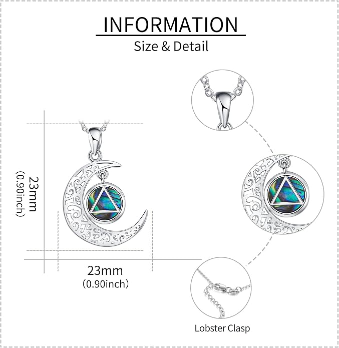 Sobriety Alcoholics Anonymous Necklace Sterling Silver AA Thors Hammer/Moon Pendant Recovery Symbol Jewelry for Women Her