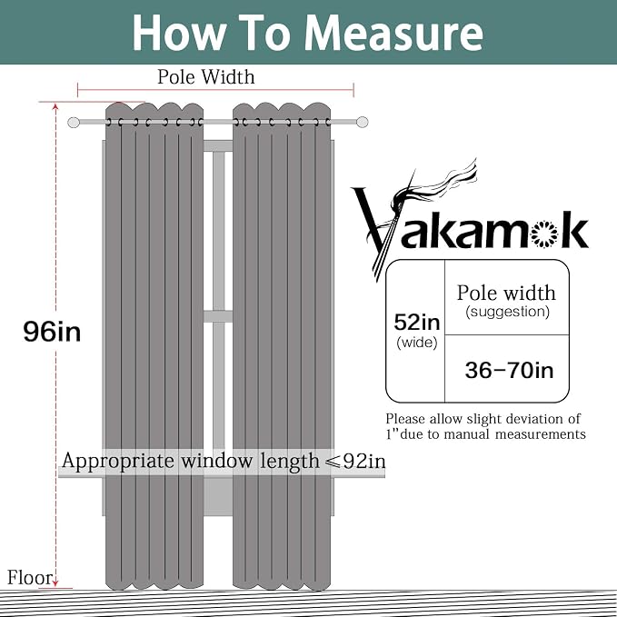 Yakamok Pure White 100% Blackout Curtains 96 Inches Long 52" Wide 2 Panel | Blackout Curtain Panels for Bedroom, 2 Thick Layers Grommet Top Thermal Insulated Drapes with Black Liner for Living Room