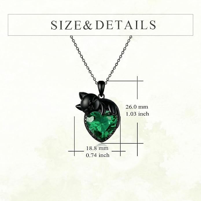 Cat Necklace Sterling Silver Cat Zircon Pendant Gothic Jewelry for Women Animal Lovers Gifts