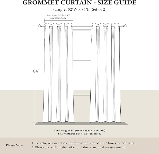 NICETOWN Natural Room Darkening Curtains 84 inches Long for Living Room - Privacy Panels for Bedroom, Modern Farmhouse Style Home Decor Grommet Top, 2 Panels, W42 by L84