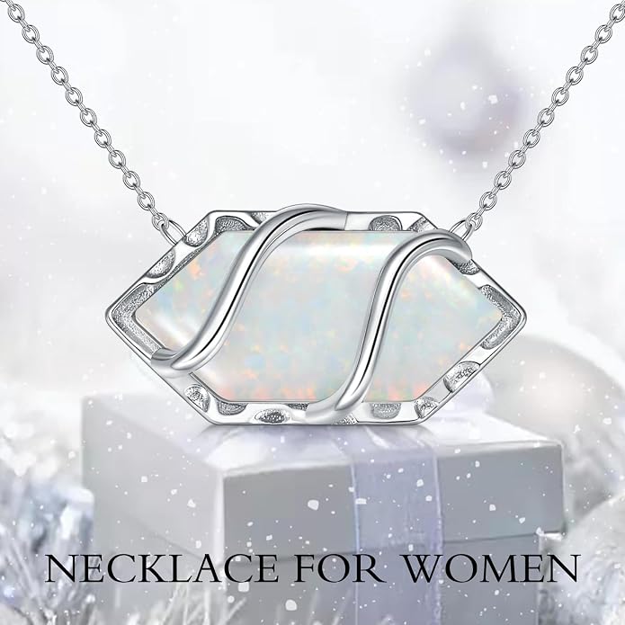 HPQQ Teardrop Necklace 925 Sterling Silver Filigree Gemstone Pendant Necklace Fine Jewelry Birthday Mother's Day Gifts for Women Her Mom