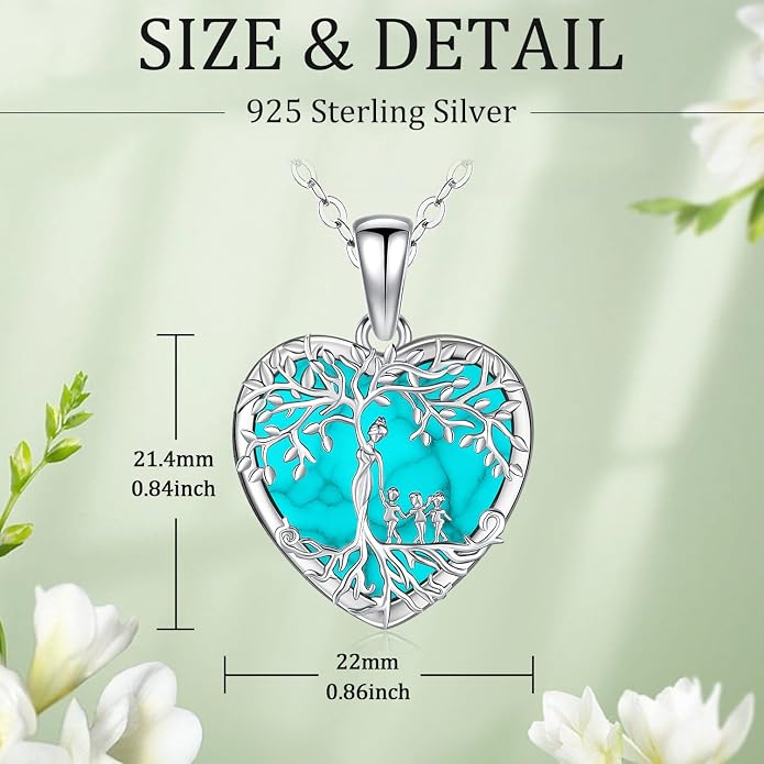 Odinstone Tree of Life Necklace, Sterling Silver Pendant for Women Family Tree Necklaces Jewelry for Mom/Wife/Grandma(With Fine Gift Box)