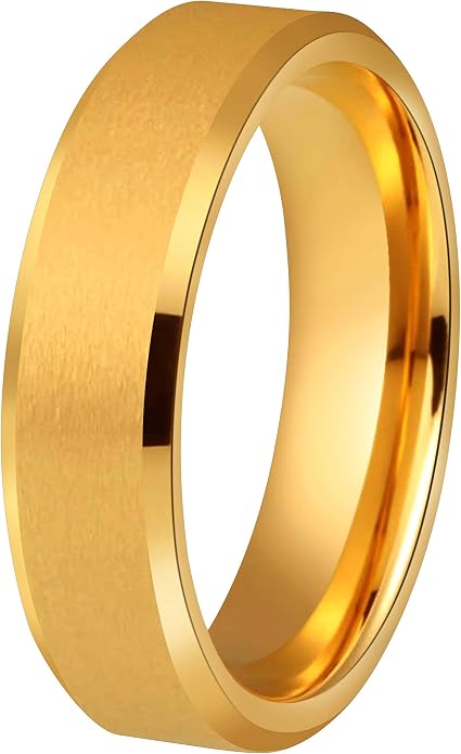 Crownal 4mm 6mm 8mm Black/Silver/Gunmetal/Gold Tungsten Wedding Couple Bands Rings Men Women Matte Brushed Finish Center Engraved "I Love You" Size 4 To 17