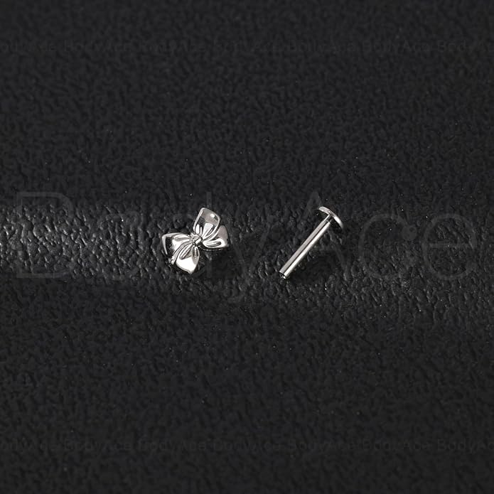 F136 Titanium Body Piercing Studs, Internally Threaded Star Lip Ring Bow Conch Tragus Stud, 16G Flat Back Cartilage Earring Studs with Piercing Taper