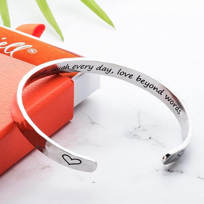 Carviell Bracelet - Gifts for Women – Inspirational, Friendship, Love, Mom, Daughter, Sister, Christian, Graduation, Memorial & Wedding Gifts – 100+ Phrases – Stainless Steel, Gift-Ready