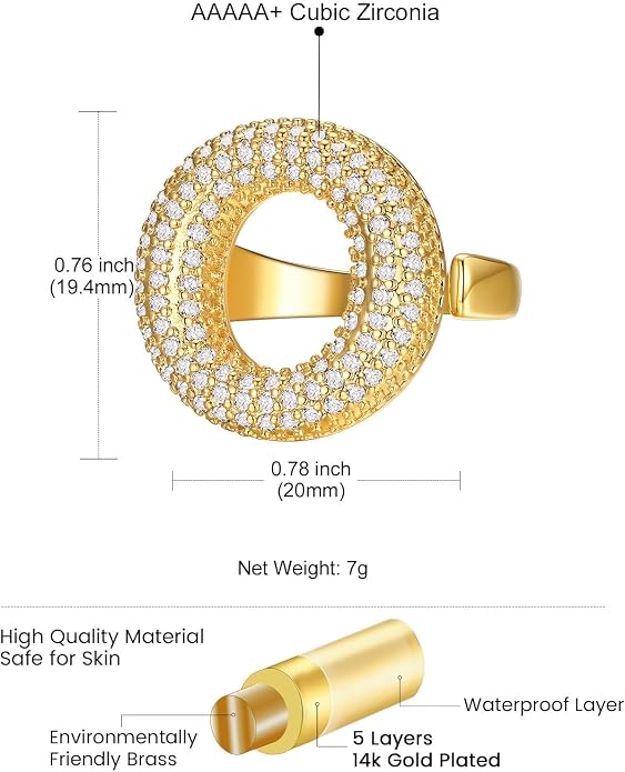 KeyStyle Bold Initial Letter Rings Adjustable, GoldChic Jewelry Women Gold Statement Ring Personalized Engraved Women’s Open Signet Ring for Party (Gold, White Gold, Black)