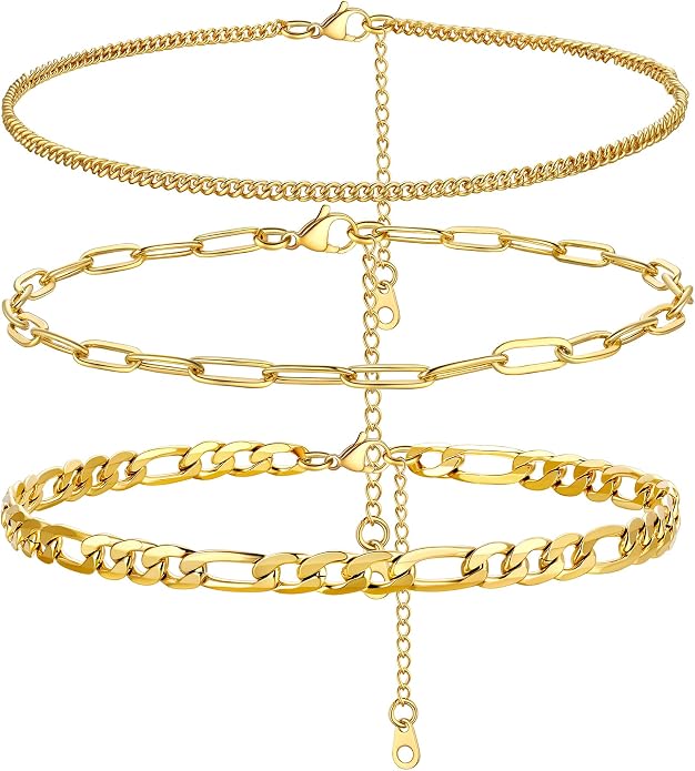 PROSTEEL Gold/Silver Anklets for Women Waterproof, 14K Gold Plated Ankle Bracelet Non Tarnish, Jewelry Gifts Adjustable