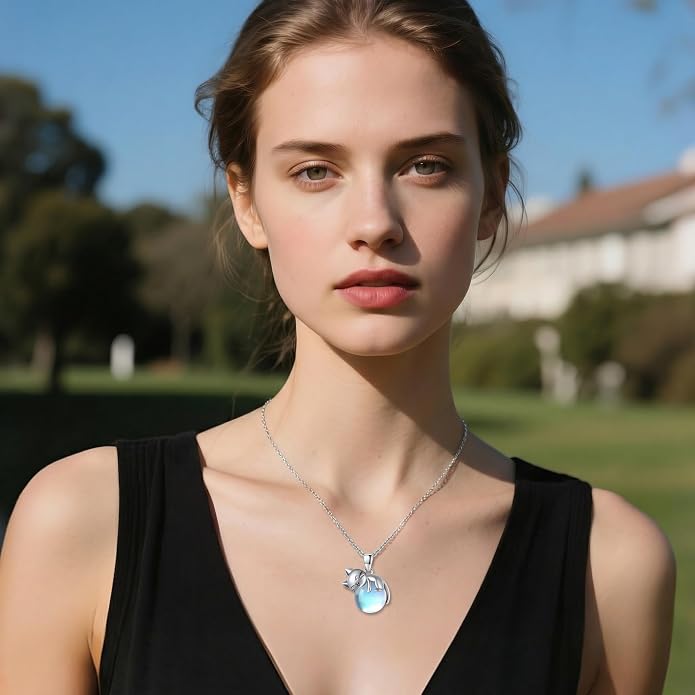 Cat Necklace Sterling Silver Cat Zircon Pendant Gothic Jewelry for Women Animal Lovers Gifts