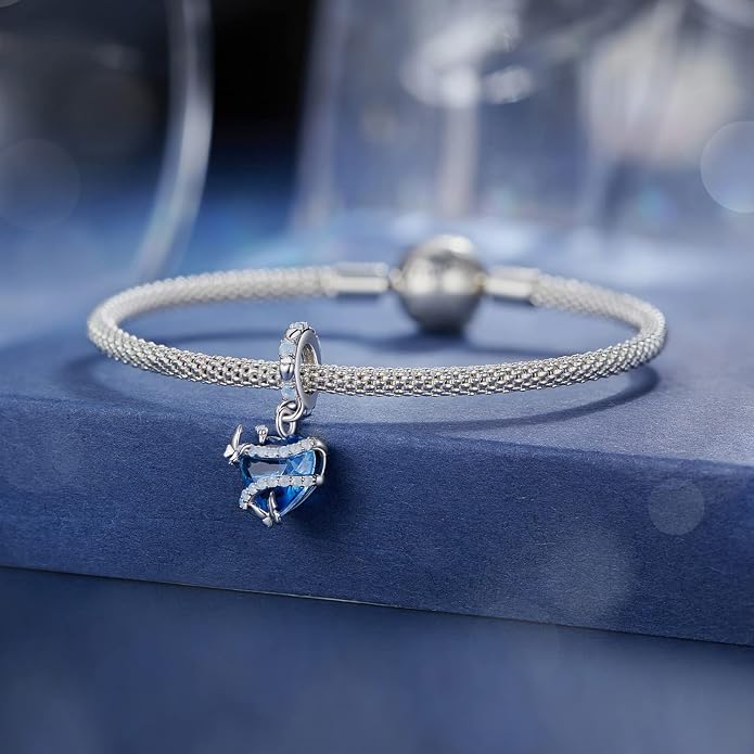 NINGAN 925 Sterling Silver Charm Golden Love Charm Buckle Safety Chain Travel Bead Firefly Dragonfly Pendant, Suitable for Women Bracelet and Necklace as Gift from Mom and Friends