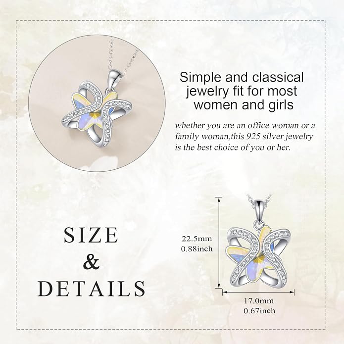 Crystal Necklace 925 Sterling Silver Crystal Pendant Necklace for Women Gift for Women