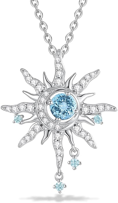 FANCIME Soluna Nexus Necklace for Women Sterling Silver Moon Jewelry Sun Pendant Fine Jewelry Gemstone Birthday Mothers Day Gifts for Wife