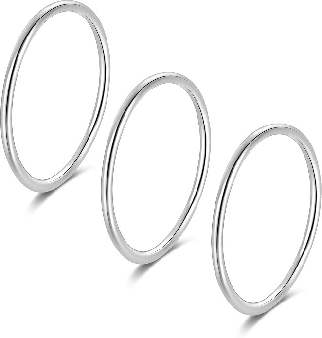 925 Sterling Silver Knuckle Rings for Women Minimalist Thin Stacking Rings Set 3PCS Midi Pinky Ring Size 2.5-8.5
