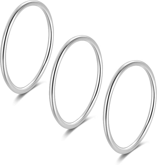 925 Sterling Silver Knuckle Rings for Women Minimalist Thin Stacking Rings Set 3PCS Midi Pinky Ring Size 2.5-8.5