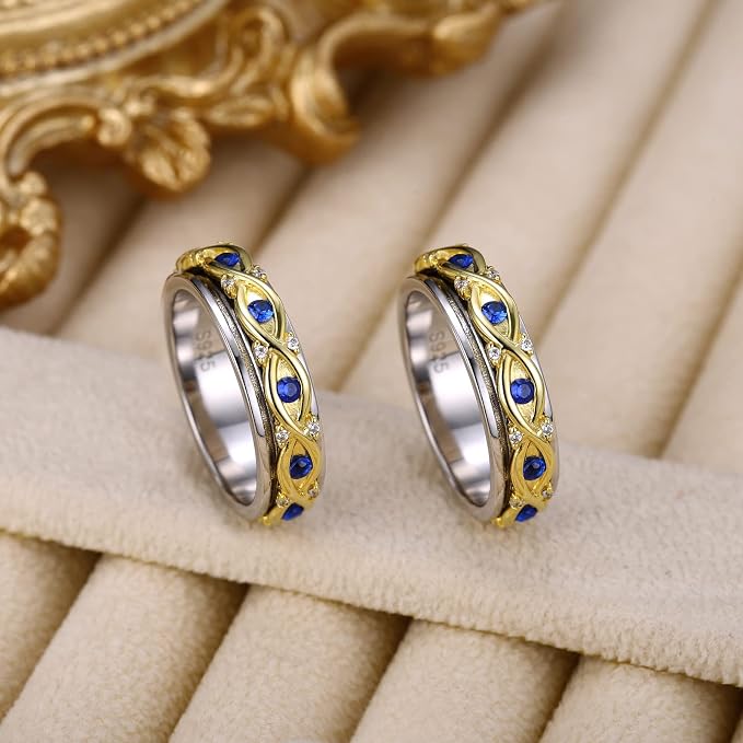 Fidget Ring Spinner Ring for Anxiety Women Men Daughter Real S925 Sterling Silver Fidget Ring