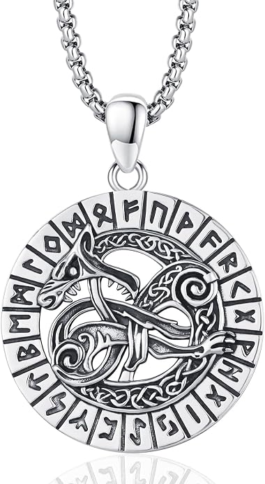 Eusense Viking Necklace for Men Women 925 Sterling Silver Pendant Thors Hammer/Norse Runes/Odin's Ravens/Wolf/Dragon/Snake/Yggdrasil/Freya/Helm of Awe/Valknut/Triskelion/Axe/Shield Viking Jewelry