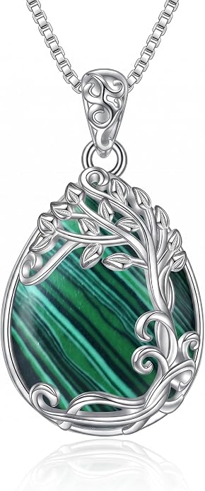 Teardrop Moonstone Necklace for Women Tree of Life/Filigree Birthstone Pendant Necklace Jewelry