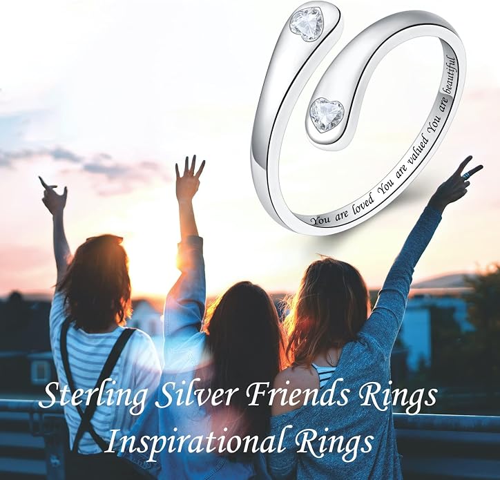 Fookduoduo 925 Sterling Silver Ring Inspirational Jewelry adjustable Wrap Open Rings for Women