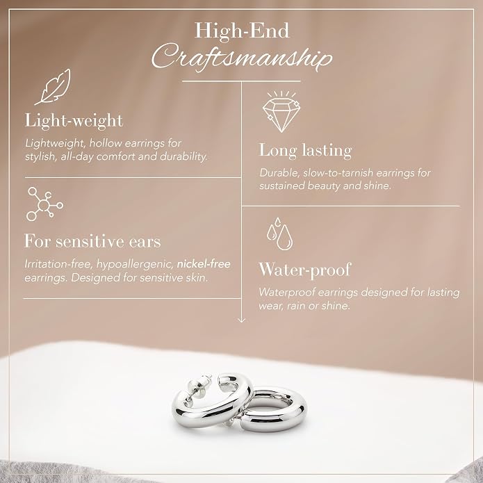 14K Gold-Plated, Lightweight, Open Hoop Earrings For Women