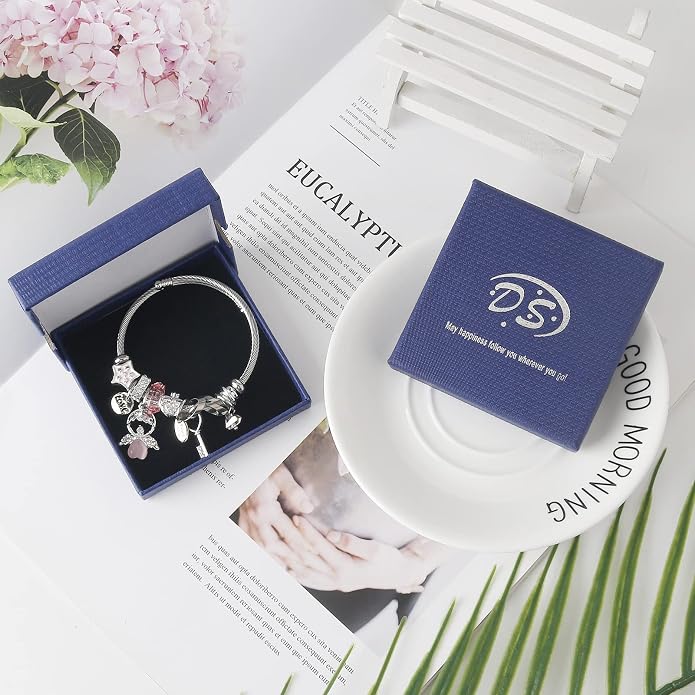 DS Charm Bracelets for girls,exquisite cute cartoon friendship bracelets Silver Stainless Steel Bangle with birthday Gift box, Adjustable girls jewelry Suitable for holiday gifts