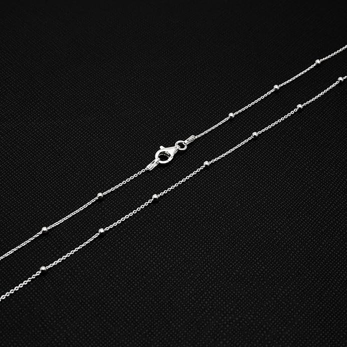 Silver Necklace for Women 925 Silver Ball Beaded Chain Necklace Layered Stack Chain Choker Necklace 16" 18" 19" 20" 21" 22" 24" in