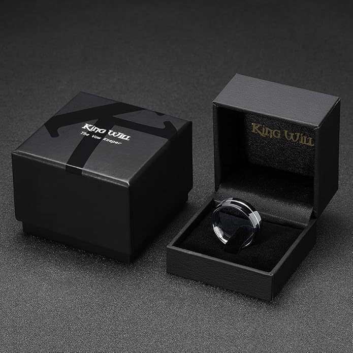 King Will Tungsten Carbide Wedding Band for Men Women-6/8/10mm Width Multicolor Available with Grooved Center Wedding Ring Suitable for Work, Gym Comfort Fit Size 4-16
