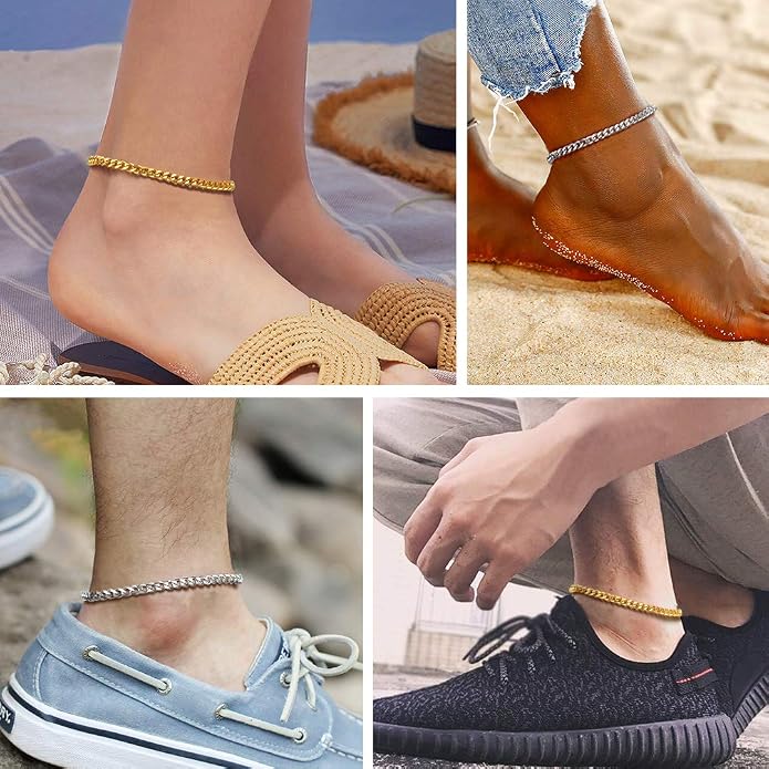 PROSTEEL Gold/Silver Anklets for Women Waterproof, 14K Gold Plated Ankle Bracelet Non Tarnish, Jewelry Gifts Adjustable