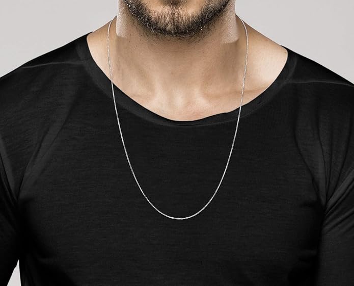 Miabella Italian 925 Sterling Silver or 18K Gold Plated 925 Sterling Silver Thin 1mm Box Chain Necklace for Women, Made in Italy