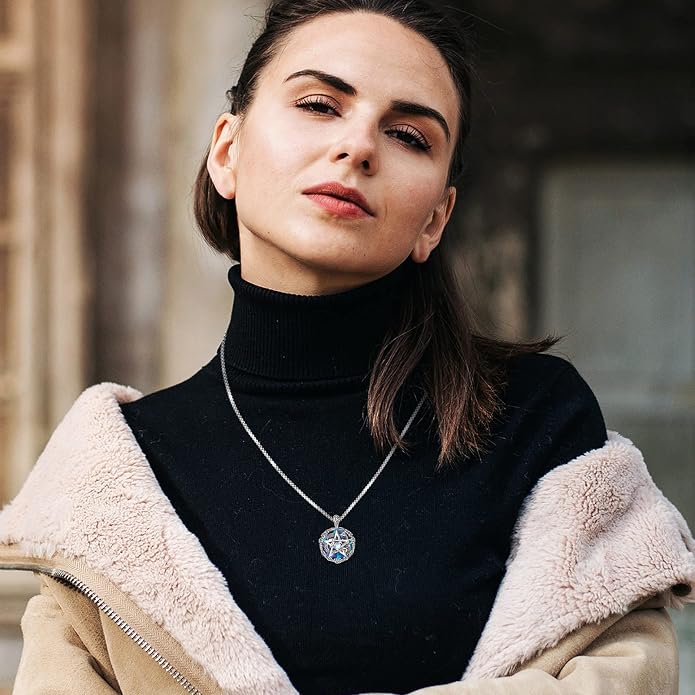 Pentagram Necklace Sterling Silver Triple Moon Goddess/Celtic Knot Witches Knot/Ankh/Sun and Moon/Hecate/Lilith/Santa Muerte/Tetragrammaton Pendant Necklace Pagan Wiccan Magic Egyptian Amulet Jewelry for Women Men